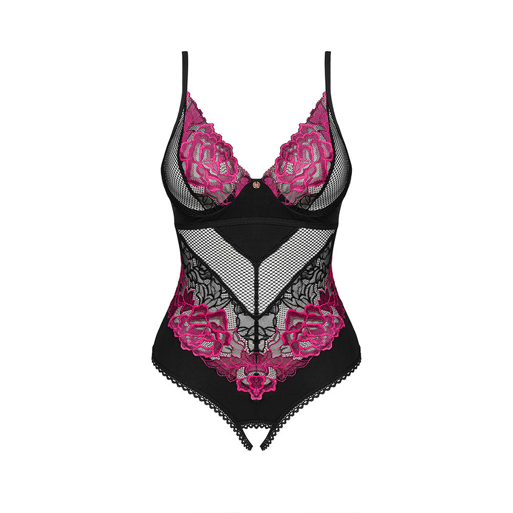 Plus Size Obsessive Rosenty crotchless teddy Κύρια εικόνα προϊόντος