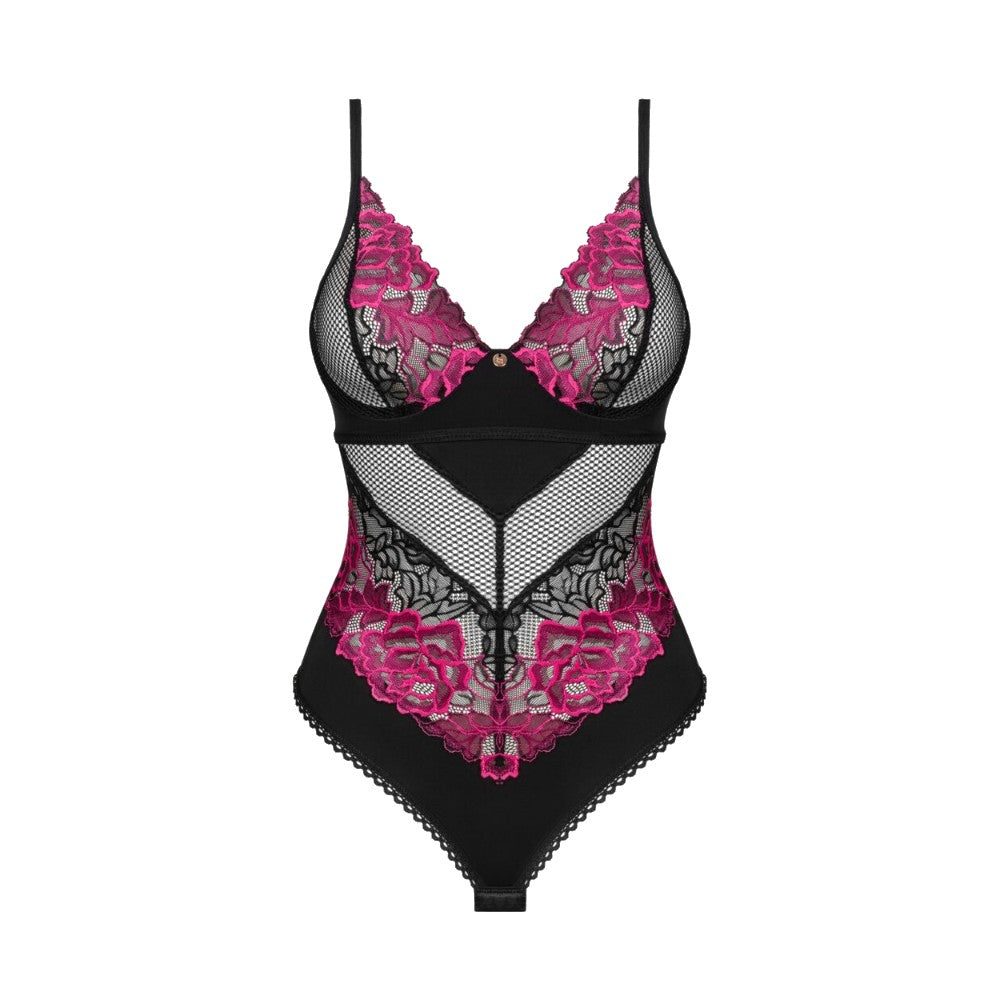 Plus Size Obssesive Rosenty Teddy with rose embroidery