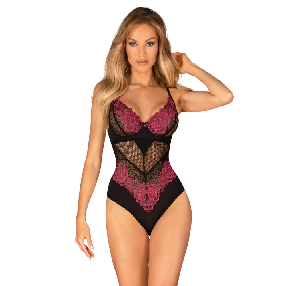 Plus Size Obssesive Rosenty Teddy with rose embroidery