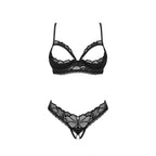 Plus Size Obsessive Serafia Cupless Bra and Crotchless Thong