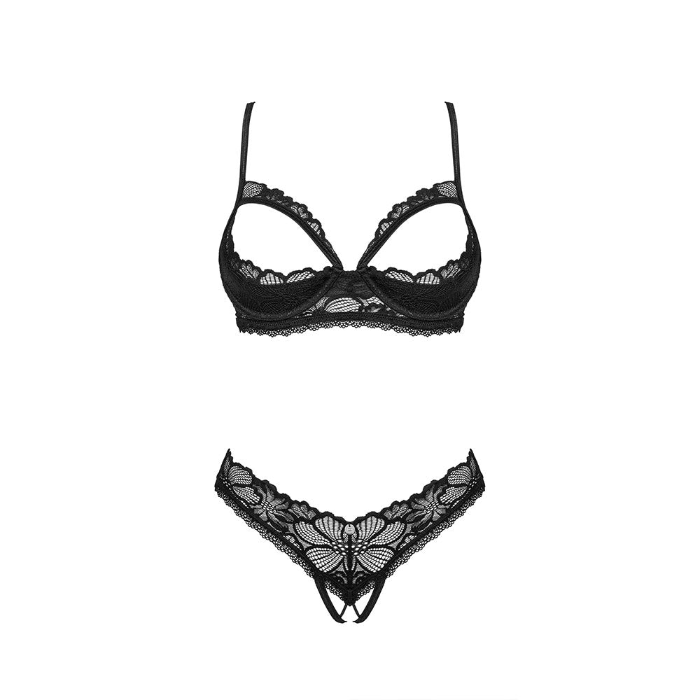 Plus Size Obsessive Serafia Cupless Bra and Crotchless Thong Main image