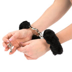 Naughty Toys Strong Stainless Steel wrist cuffs Lock Furry BLACK - image 3