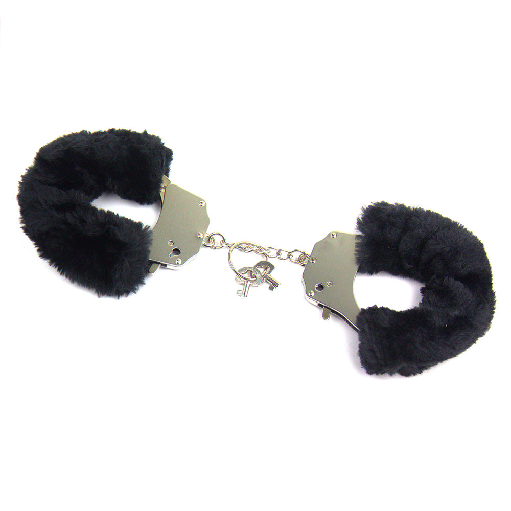 Naughty Toys Strong Stainless Steel wrist cuffs Lock Furry BLACK Main image