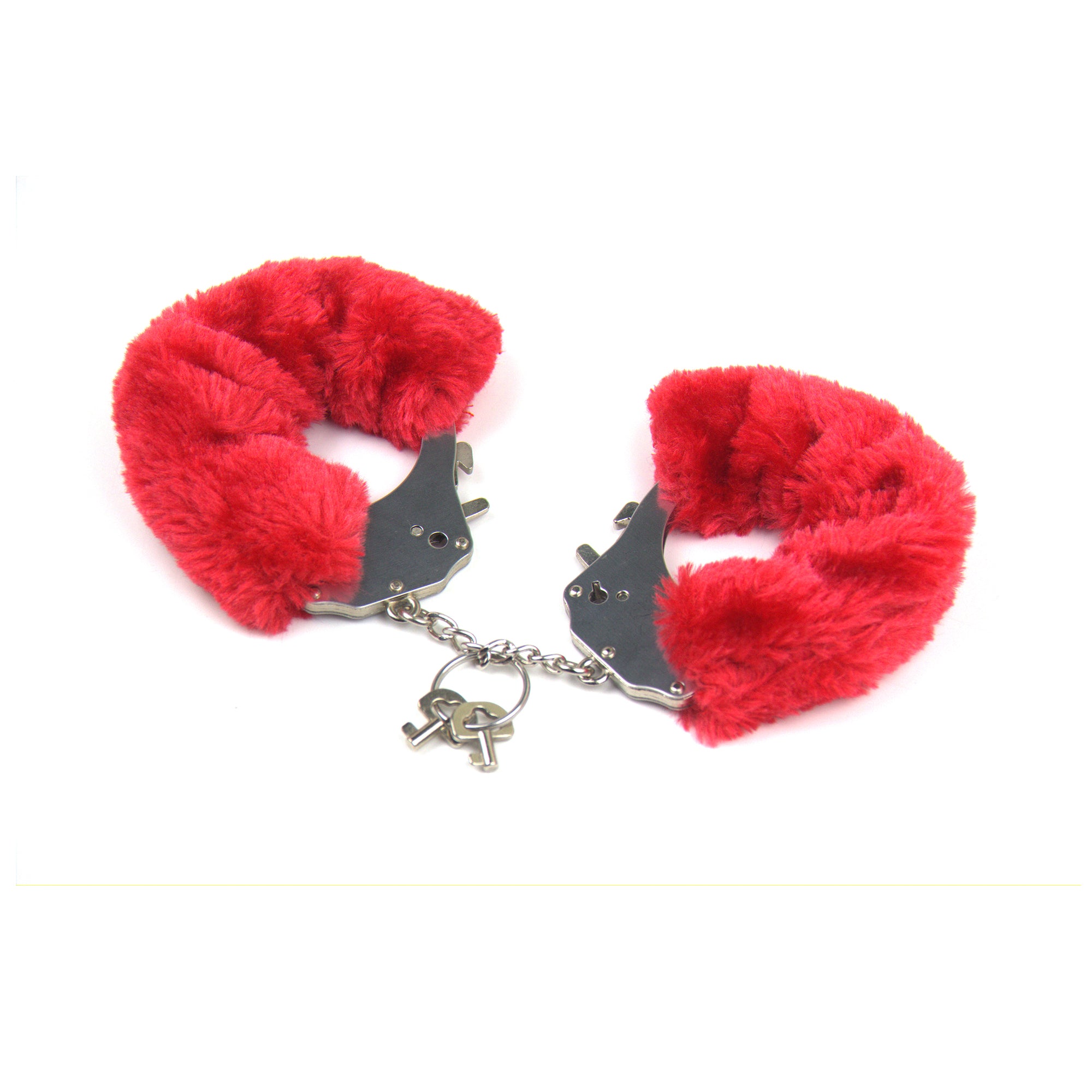 Naughty Toys Strong Stainless Steel wrist cuffs Lock Furry RED - image 7