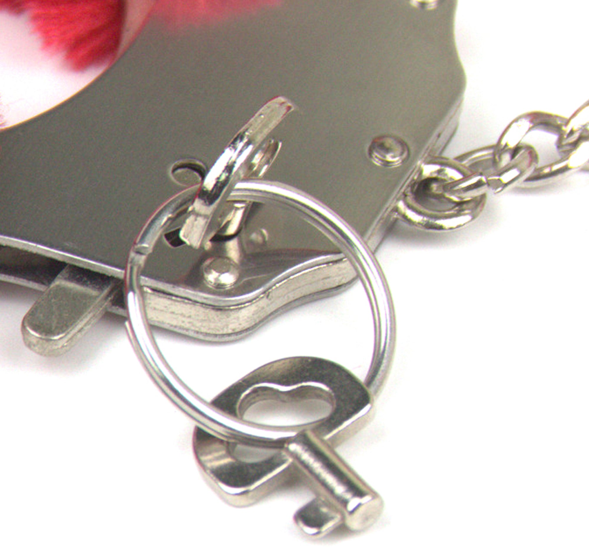 Naughty Toys Strong Stainless Steel wrist cuffs Lock Furry RED - image 4