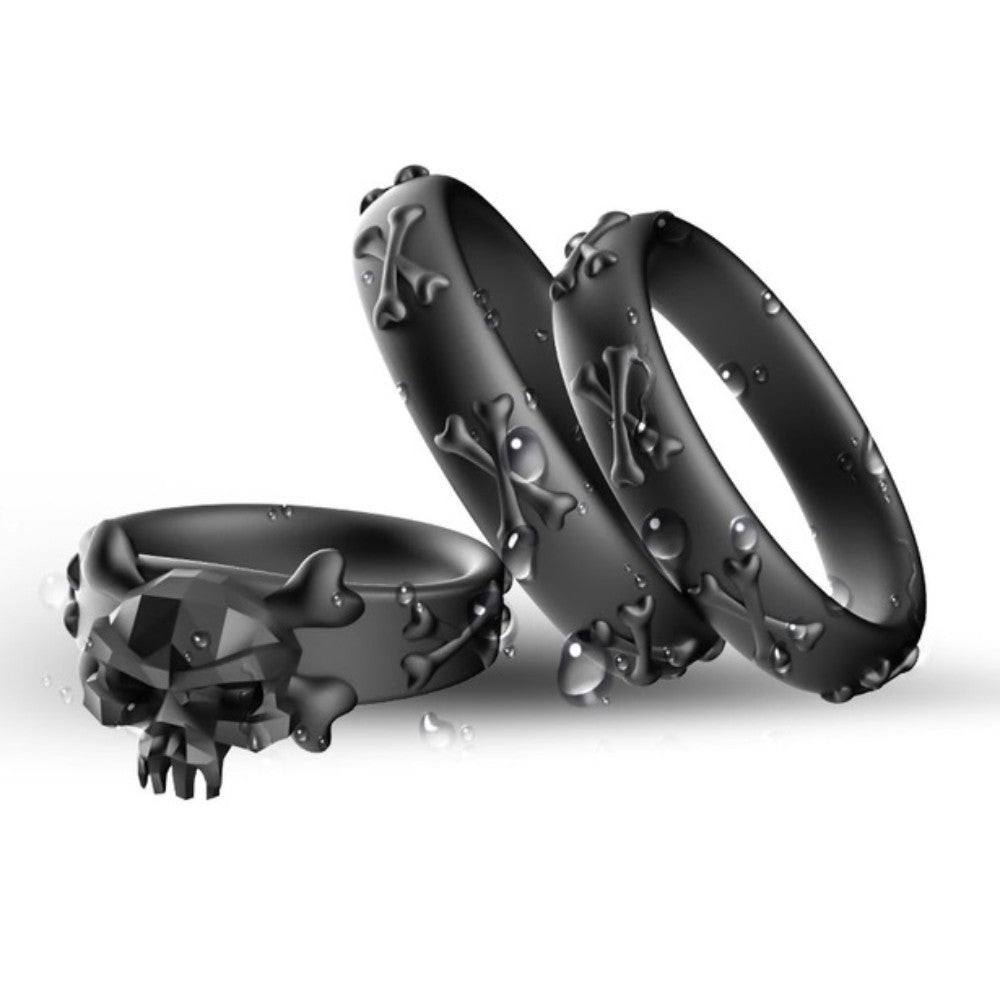 TOYBOY STAY HARD BLACK PIRATE Trio silicone rings