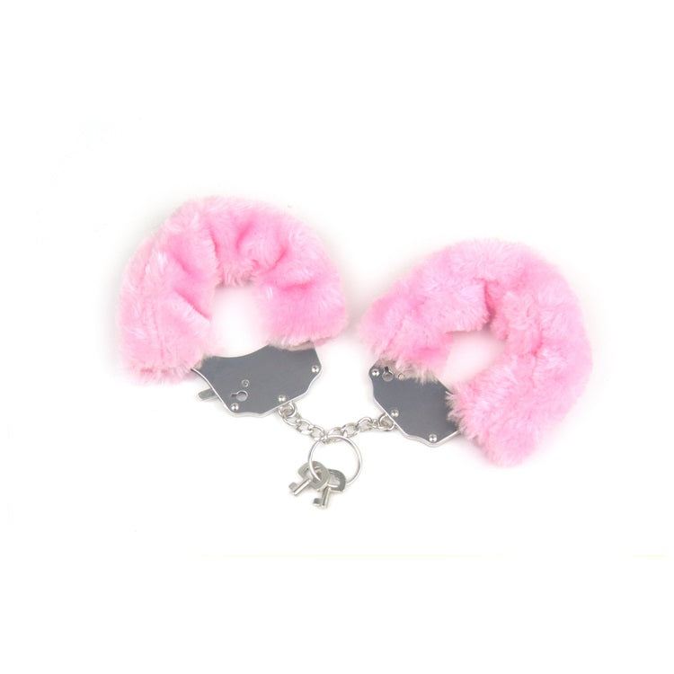 Naughty Toys Strong Stainless Steel wrist cuffs Lock Furry PINK - image 3