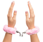Naughty Toys Strong Stainless Steel wrist cuffs Lock Furry PINK - image 2