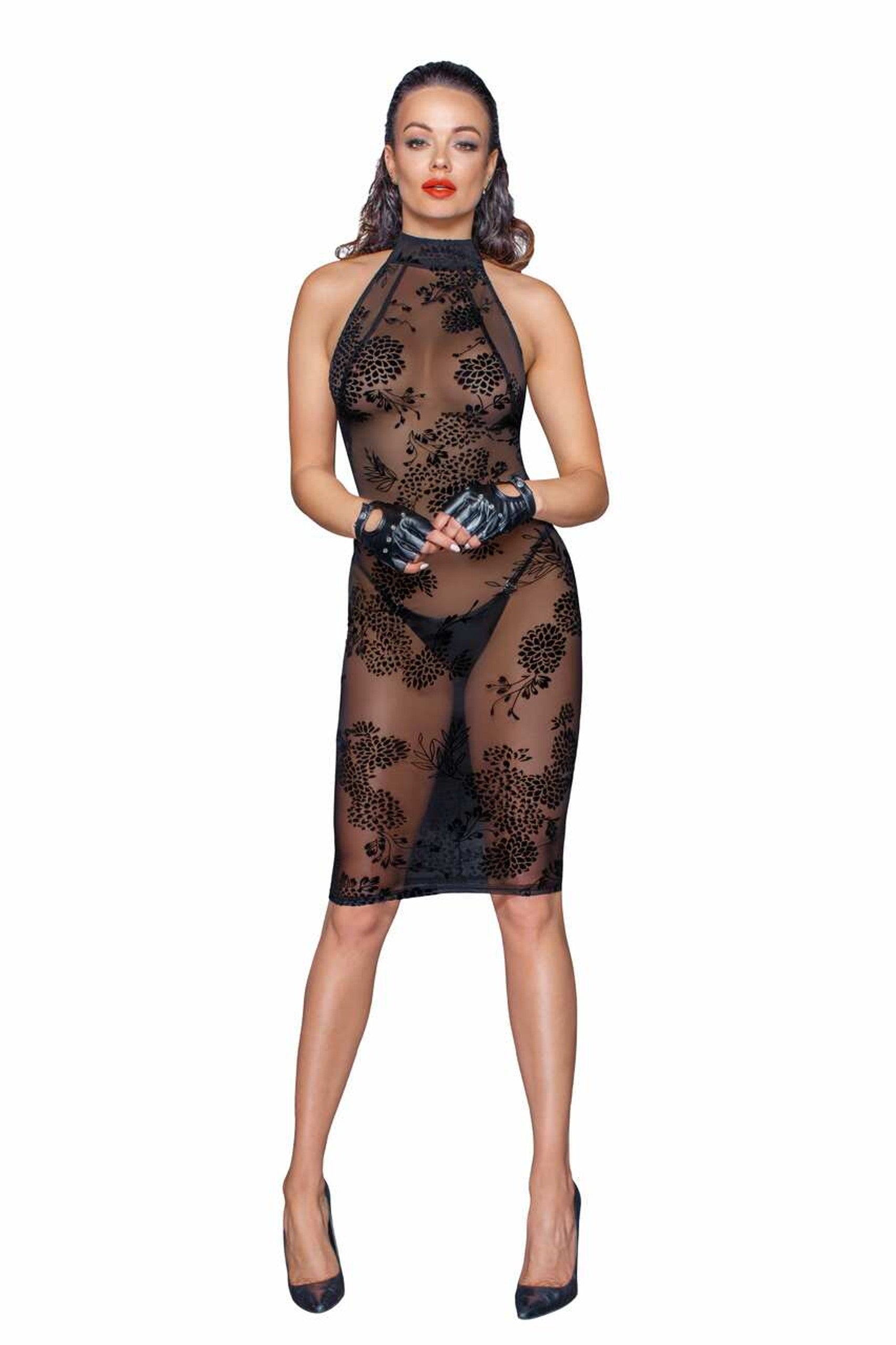 Noir handmade Midi tulle dress with velvet straps in the back - image 7