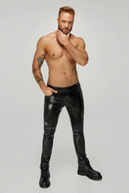 Noir handmade Long pants made of snake wetlook with back pockets - image 2