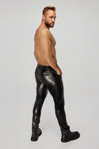 Noir handmade Long pants made of snake wetlook with back pockets - image 3