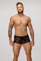 Noir handmade Flock embroidery short