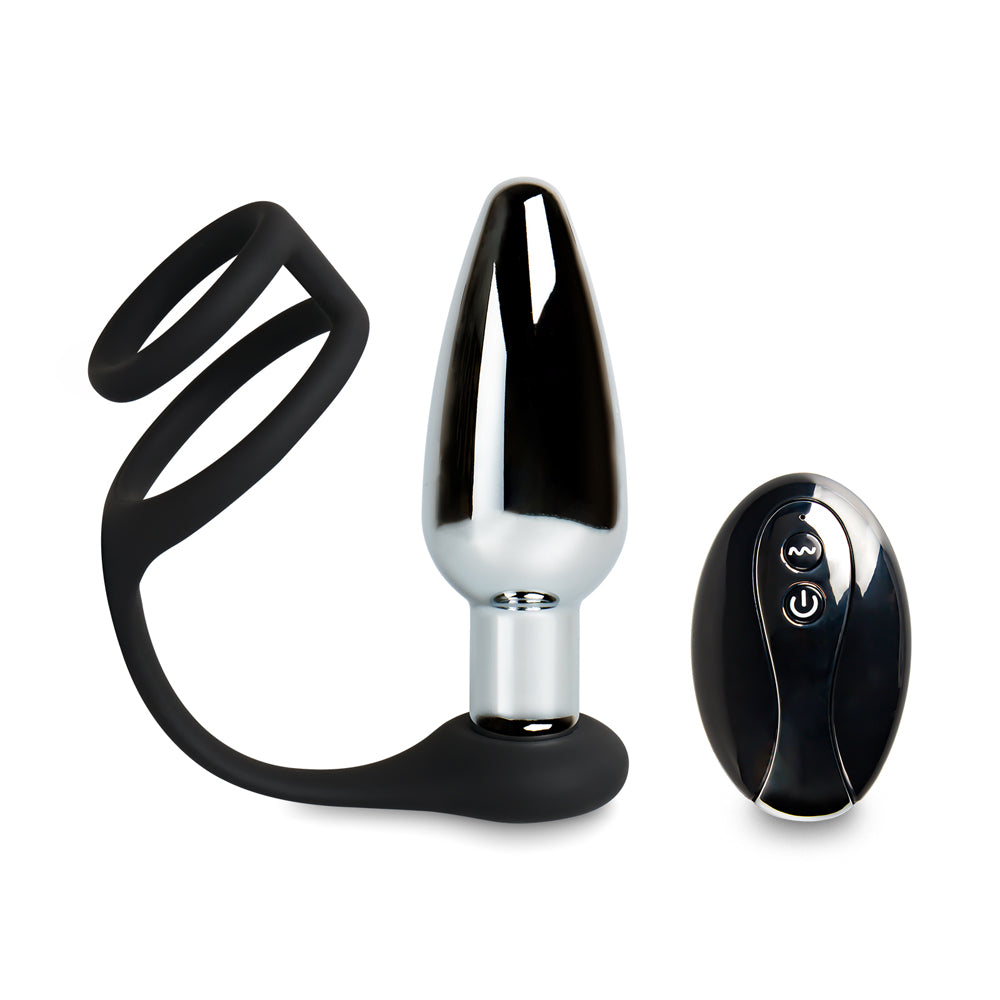 Remote Controlled Metal Vibrating Butt Plug with rings Δευτερεύουσα εικόνα προϊόντος