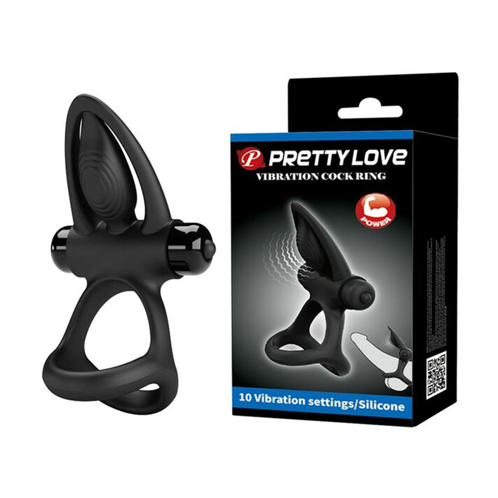 PRETTY LOVE shaft and testicles Vibration Ring BLACK Κύρια εικόνα προϊόντος