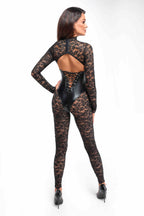 Noir handmade Enigma lace catsuit with underbust bodice - image 2