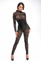 Noir handmade Enigma lace catsuit with underbust bodice - image 4