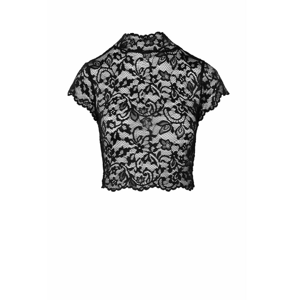 Noir handmade Essence lace top with high collar Main image