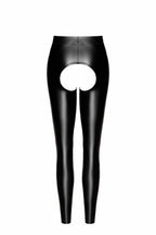 Noir handmade Wetlook leggings with open crotch and bum - image 5