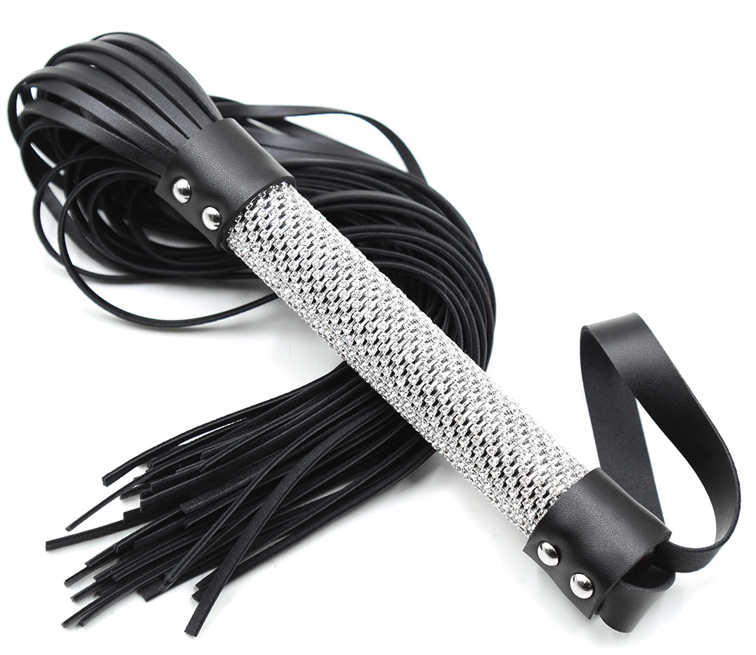 Tails Flogger whip with Rhinestoned handle 50 cm - image 3