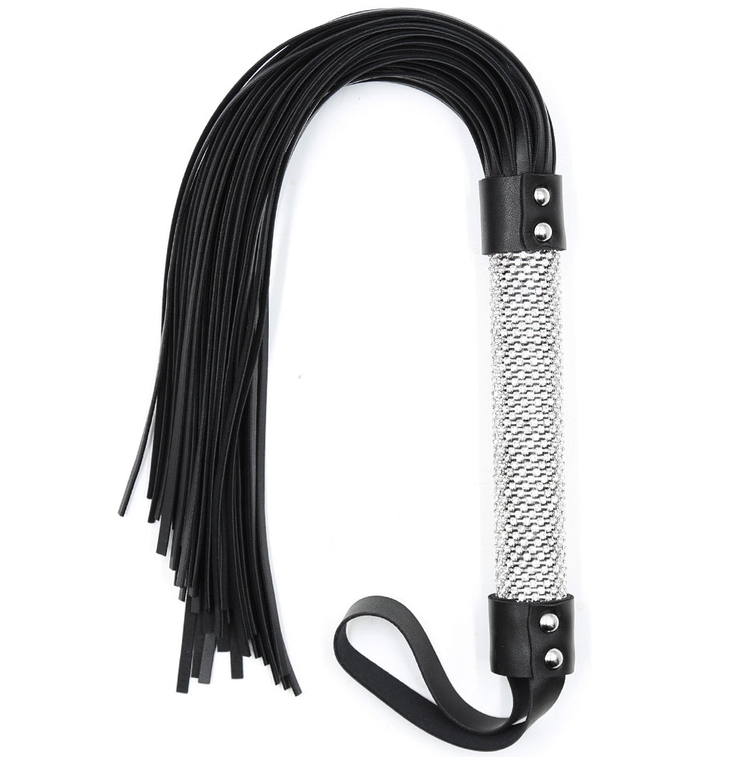 Tails Flogger whip with Rhinestoned handle 50 cm