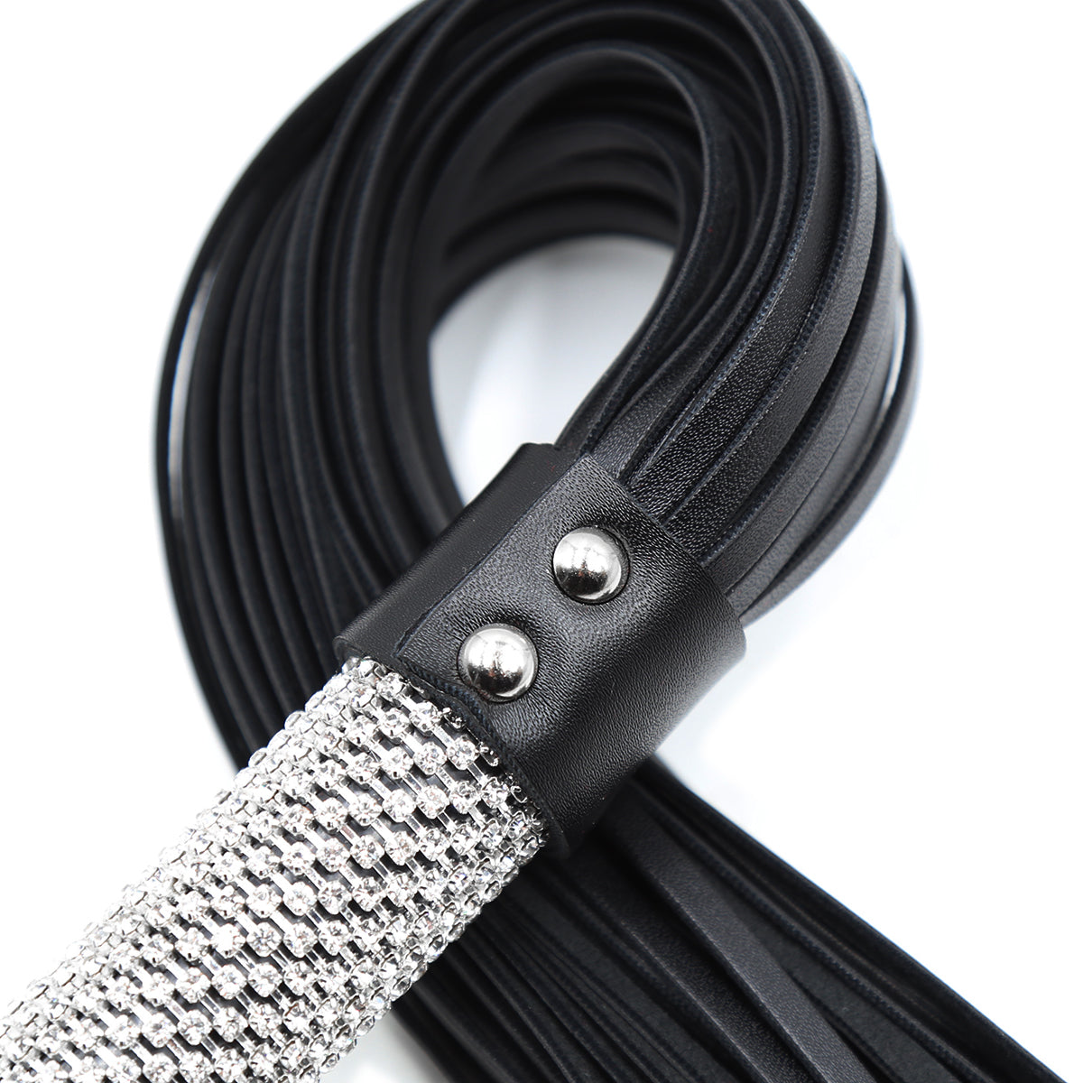 Tails Flogger whip with Rhinestoned handle 50 cm - image 6