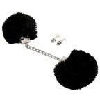 NAUGHTY TOYS Silver plated heavy handcuffs with black furry - image 7