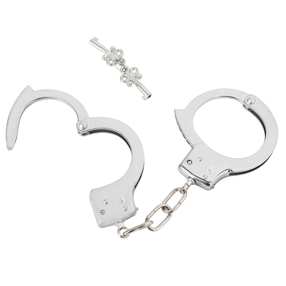 NAUGHTY TOYS Silver plated heavy handcuffs with black furry - image 8