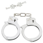 NAUGHTY TOYS Silver plated heavy handcuffs with black furry - image 9