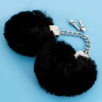 NAUGHTY TOYS Silver plated heavy handcuffs with black furry - image 6