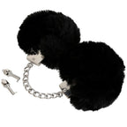 NAUGHTY TOYS Silver plated heavy handcuffs with black furry - image 2