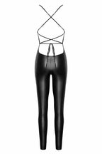 Noir handmade Crocodile printed wetlook catsuit with lace up back - image 5