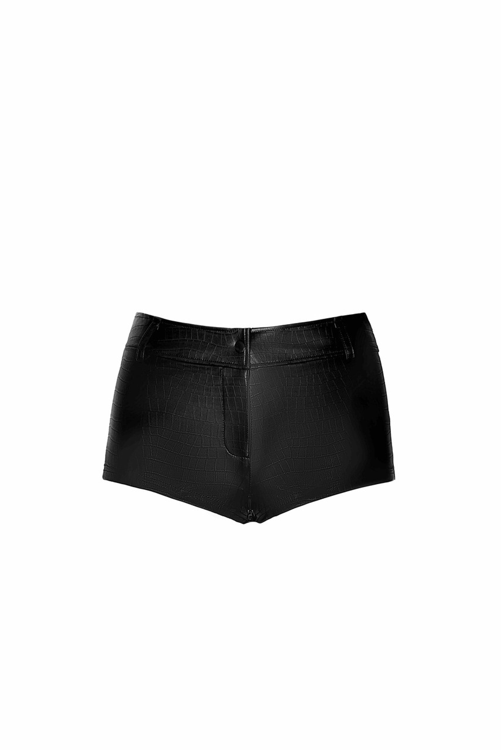 Noir handmade Crocodile printed wetlook shorts - image 5