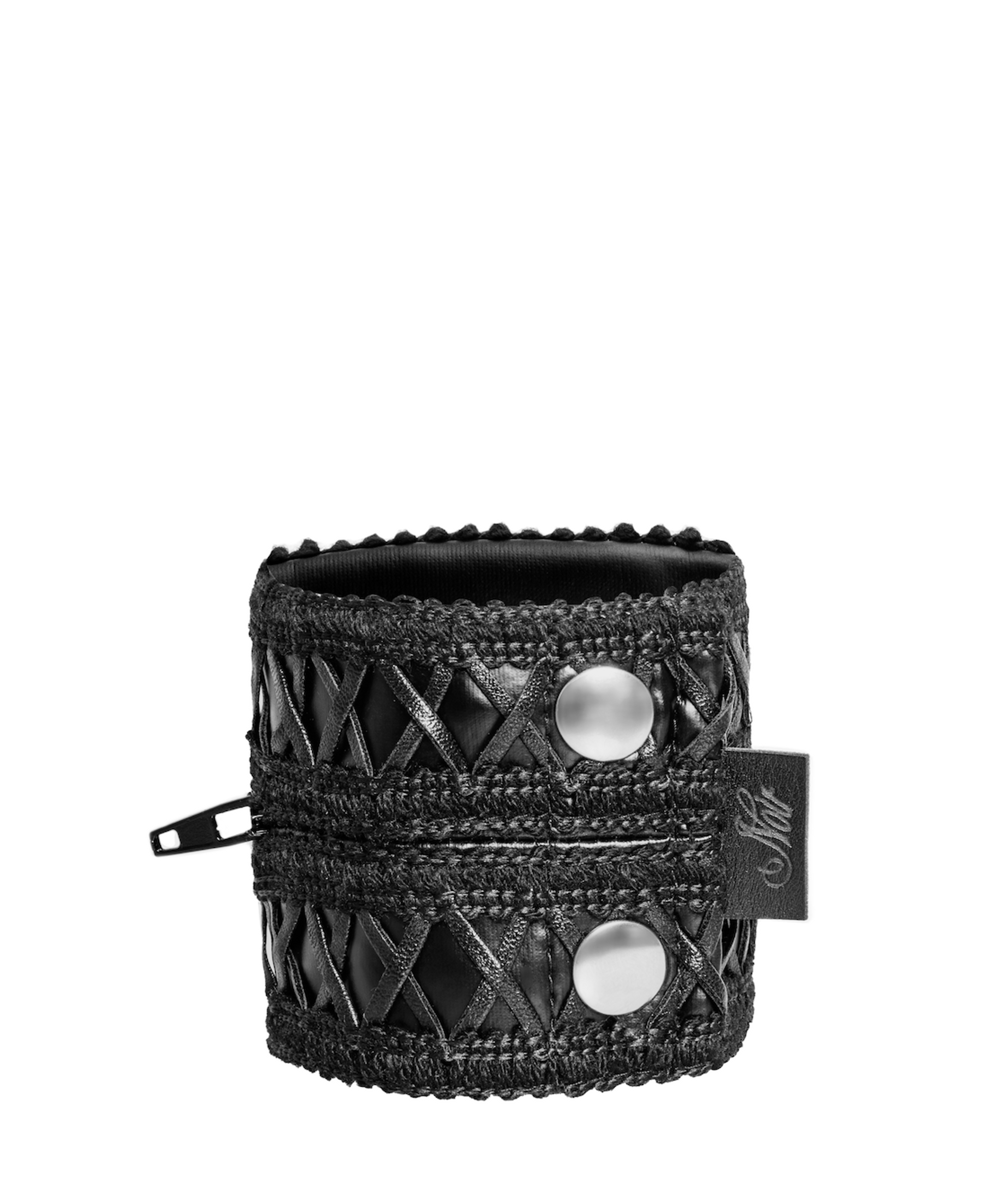 Noir handmade Wrist wallet with hidden zipper O/S