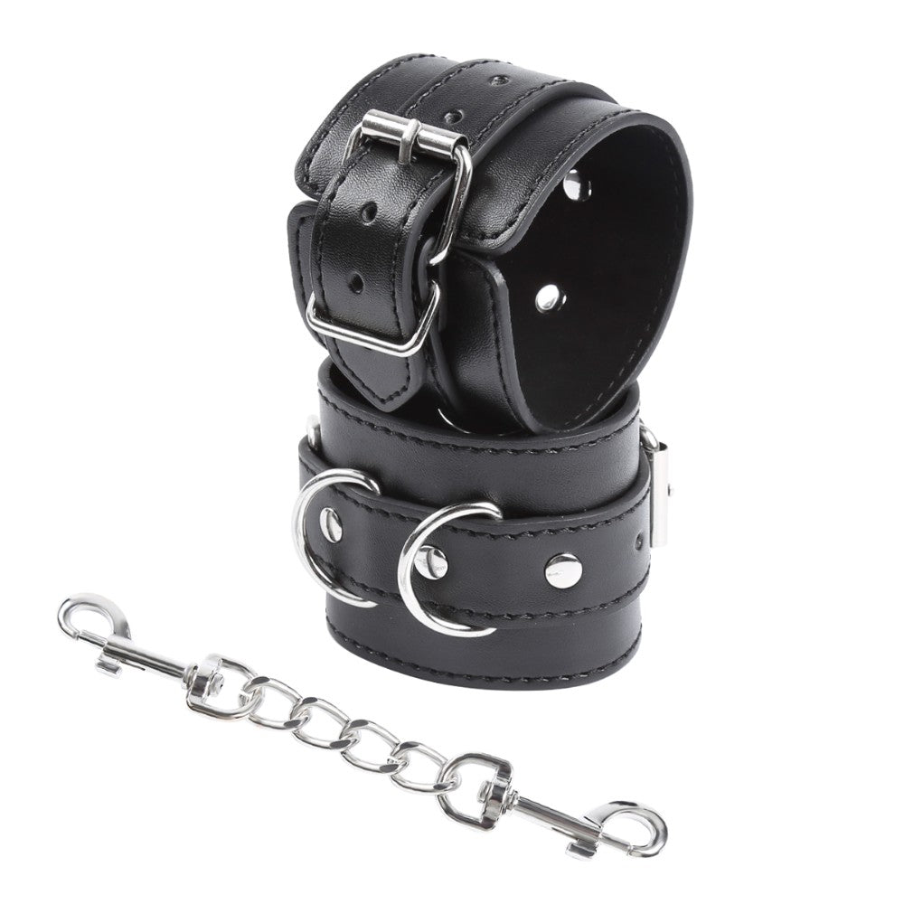 NAUGHTY TOYS Black leather 3-D wrist restrains cuffs O/S - image 2