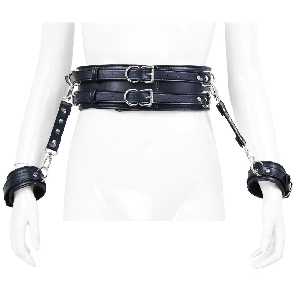 NAUGHTY TOYS leather body corset wrist cuffs restraints 2pcs set