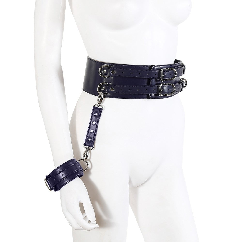 NAUGHTY TOYS leather body corset wrist cuffs restraints 2pcs set Secondary image