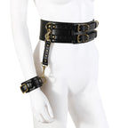 NAUGHTY TOYS BLACK GOLD leather corset cuffs restraints 2pcs set - image 2