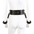 NAUGHTY TOYS BLACK GOLD leather corset cuffs restraints 2pcs set - image 3