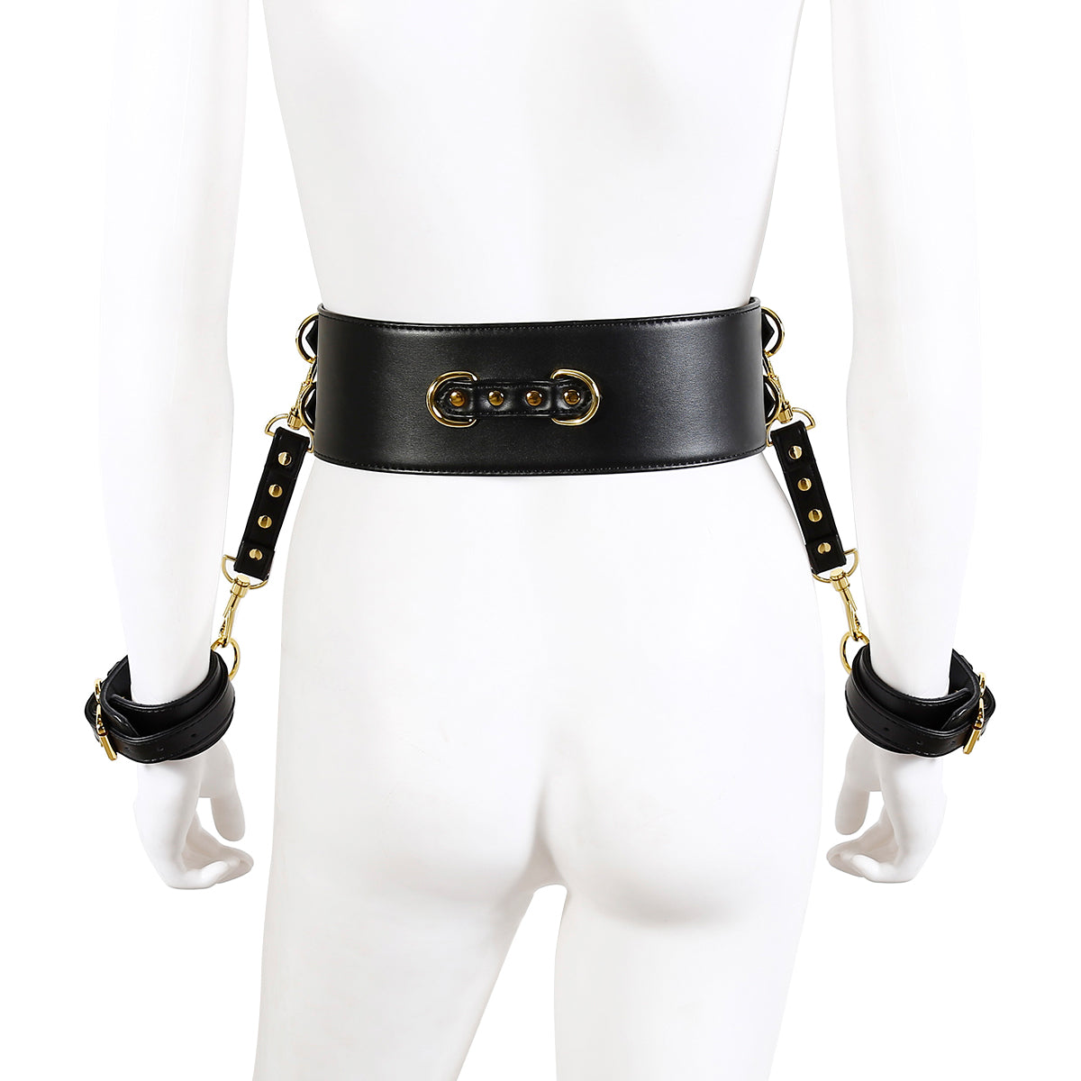 NAUGHTY TOYS BLACK GOLD leather corset cuffs restraints 2pcs set - image 3