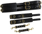 NAUGHTY TOYS BLACK GOLD leather corset cuffs restraints 2pcs set - image 4