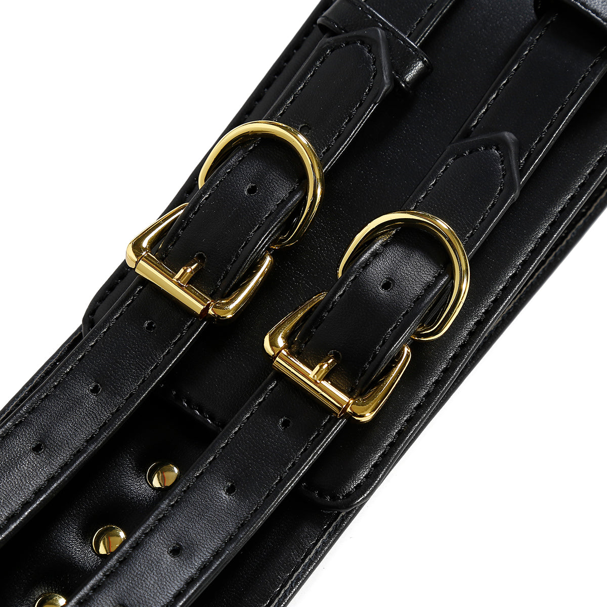 NAUGHTY TOYS BLACK GOLD leather corset cuffs restraints 2pcs set - image 6