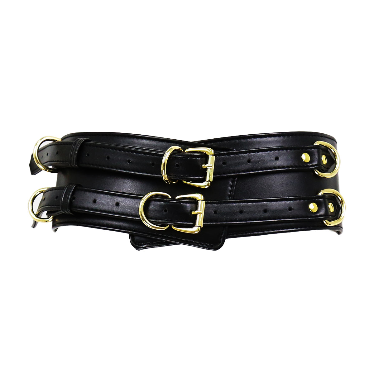 NAUGHTY TOYS BLACK GOLD leather corset cuffs restraints 2pcs set - image 5