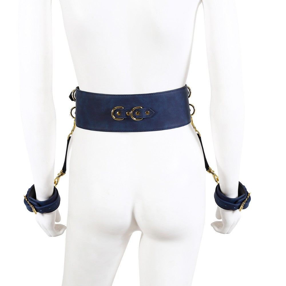 NAUGHTY TOYS BLUE GOLD leather corset cuffs restraints 2pcs set - image 3