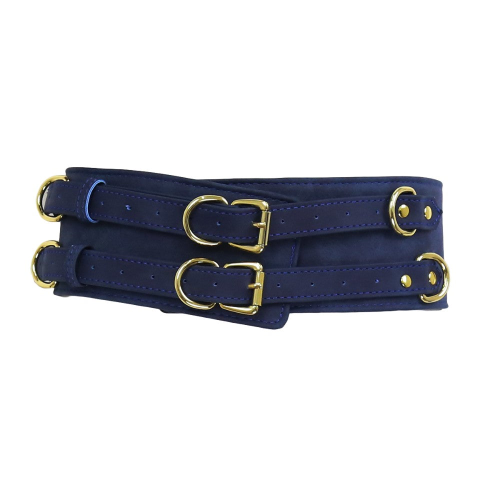 NAUGHTY TOYS BLUE GOLD leather corset cuffs restraints 2pcs set - image 5