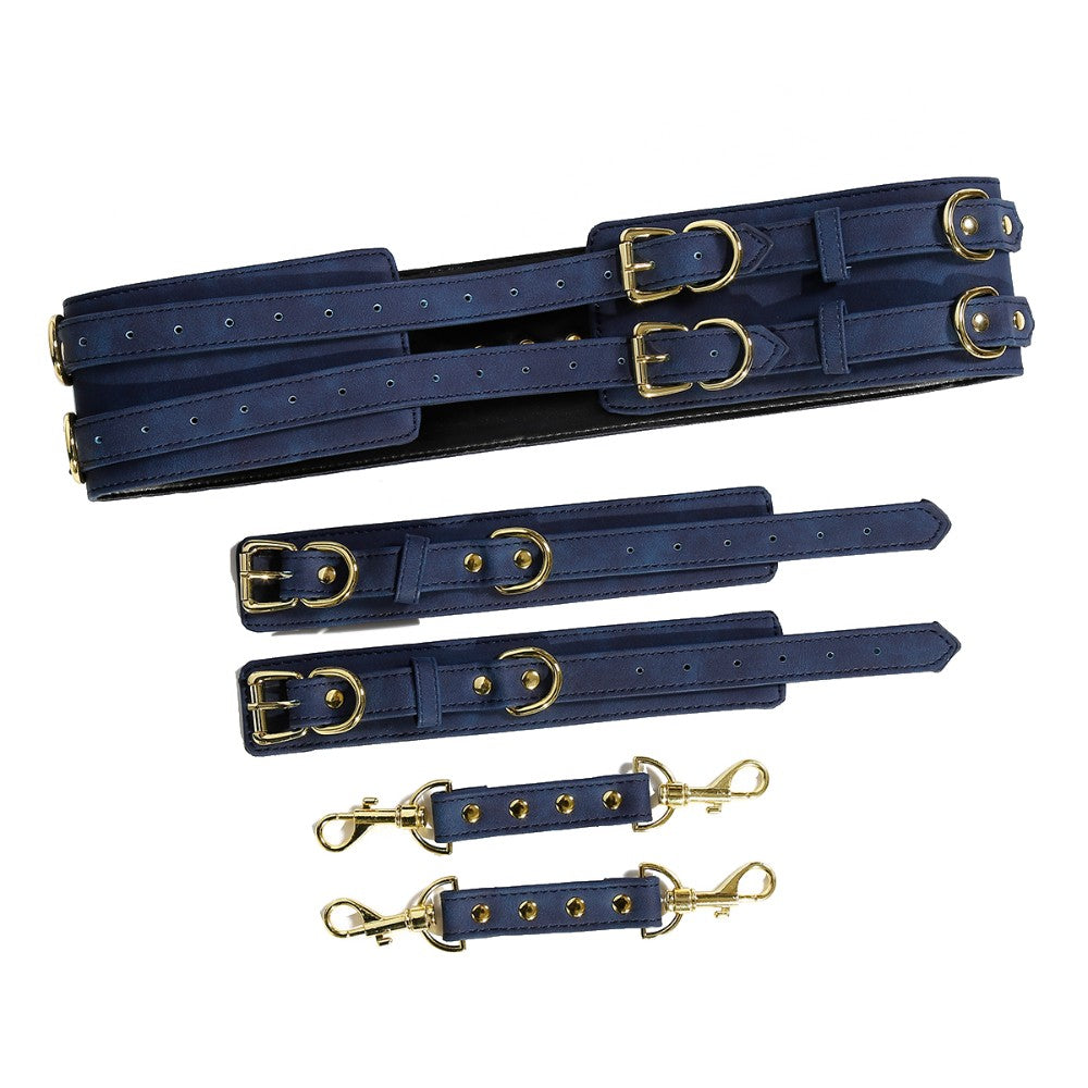 NAUGHTY TOYS BLUE GOLD leather corset cuffs restraints 2pcs set - image 8