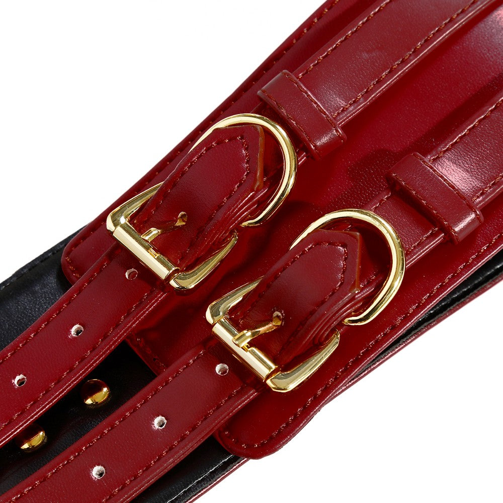 NAUGHTY TOYS WINE RED GOLD leather corset cuffs restraints 2pcs set - image 4