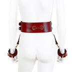 NAUGHTY TOYS WINE RED GOLD leather corset cuffs restraints 2pcs set - image 6