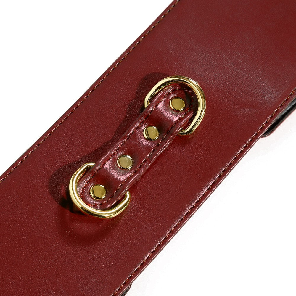 NAUGHTY TOYS WINE RED GOLD leather corset cuffs restraints 2pcs set - image 7