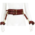 NAUGHTY TOYS WINE RED GOLD leather corset cuffs restraints 2pcs set - image 9