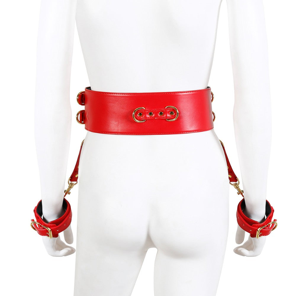 NAUGHTY TOYS SEXY RED leather corset cuffs restraints 2pcs set - image 6